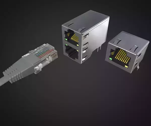 Ethernet socket  Connector RJ45 F 3D model