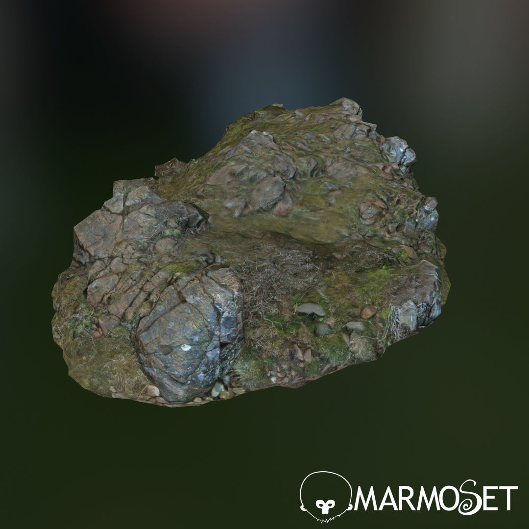 3d scanned rock cliff B Low-poly 3D model_3