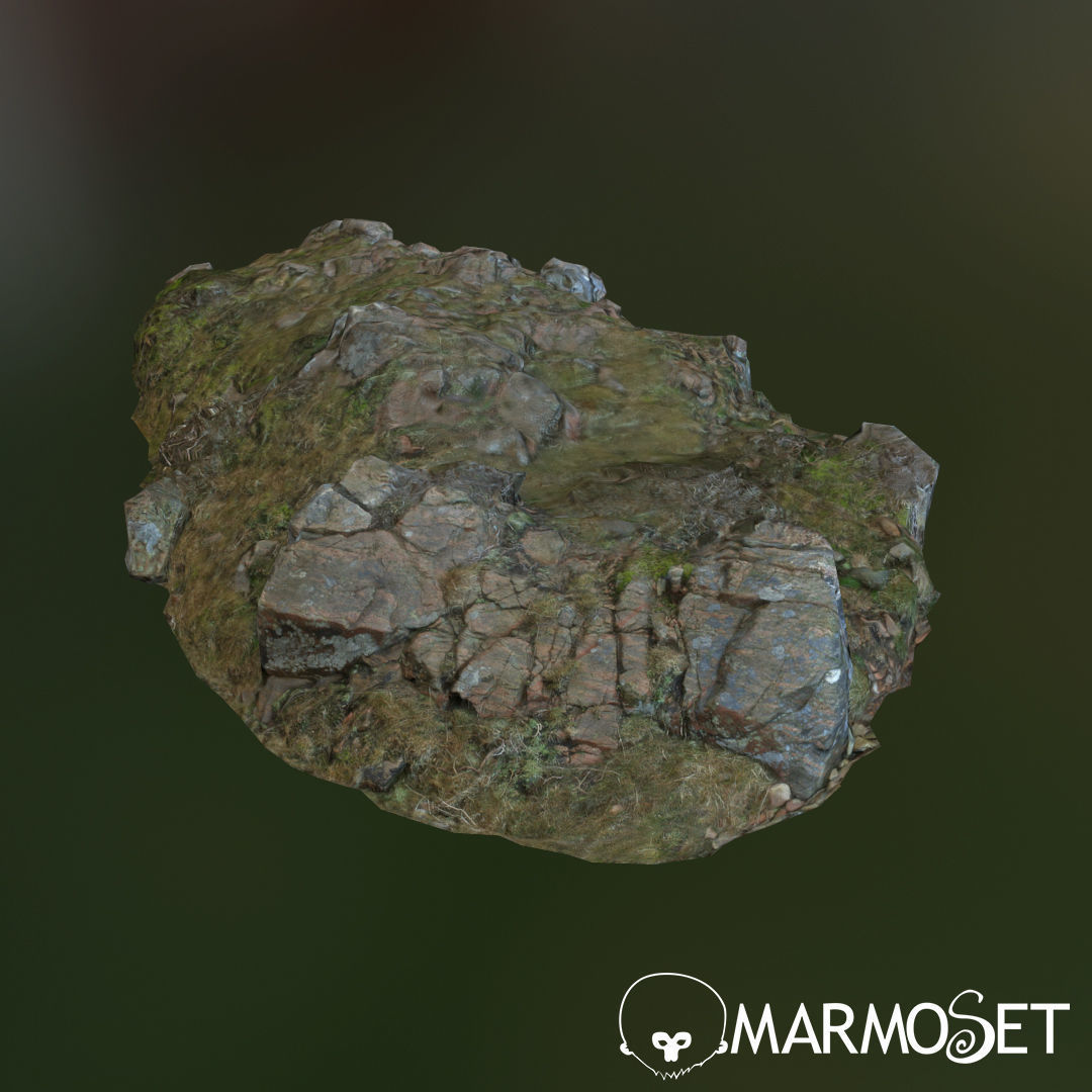 3d scanned rock cliff B Low-poly 3D model_2