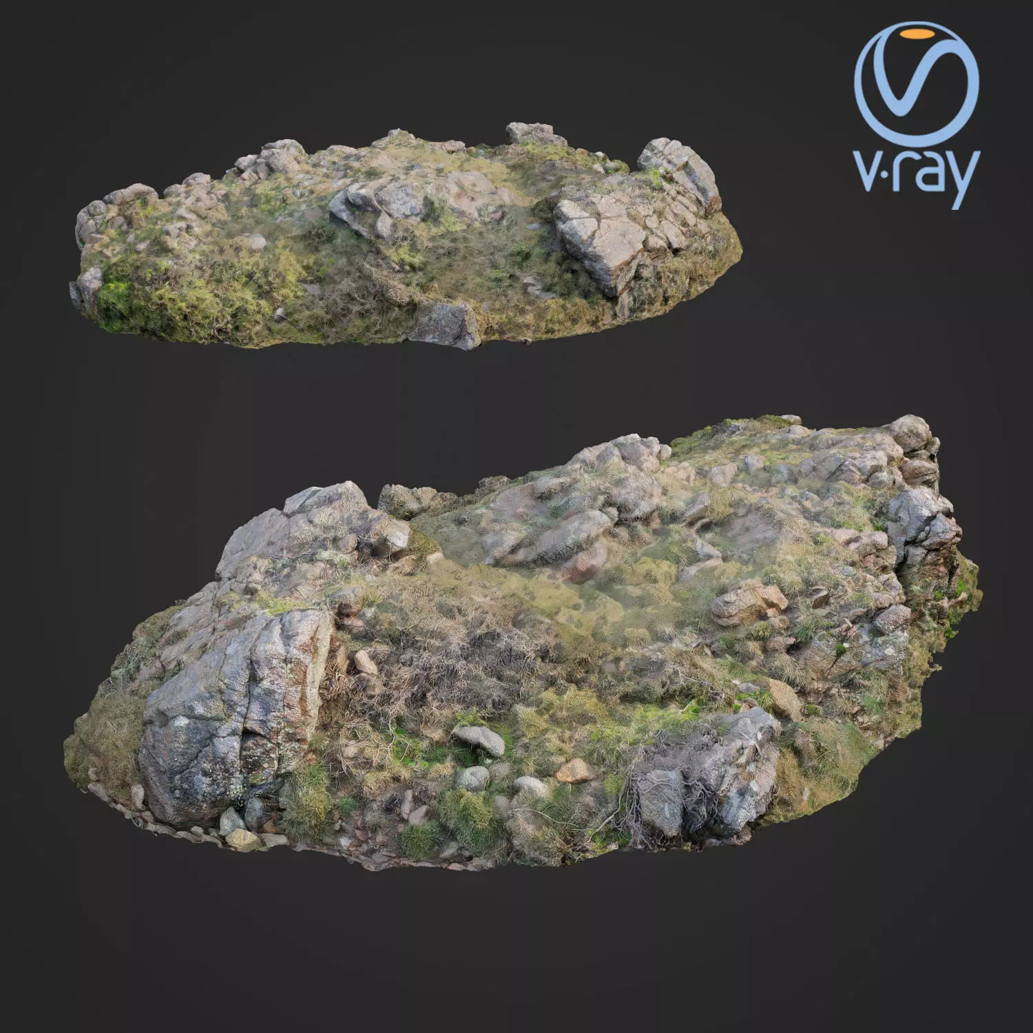 3d scanned rock cliff B Low-poly 3D model_0
