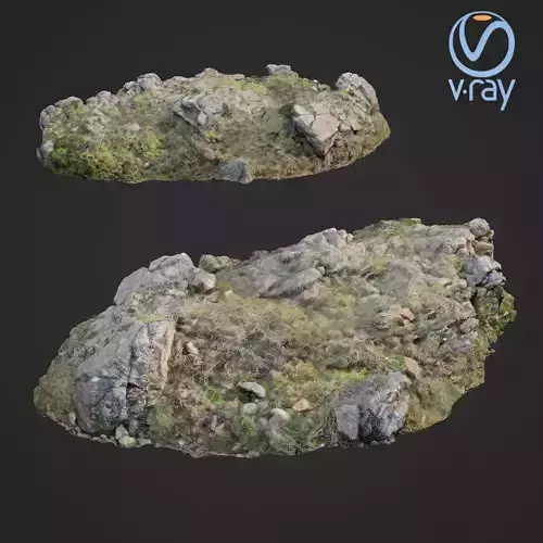 3d scanned rock cliff B Low-poly 3D model