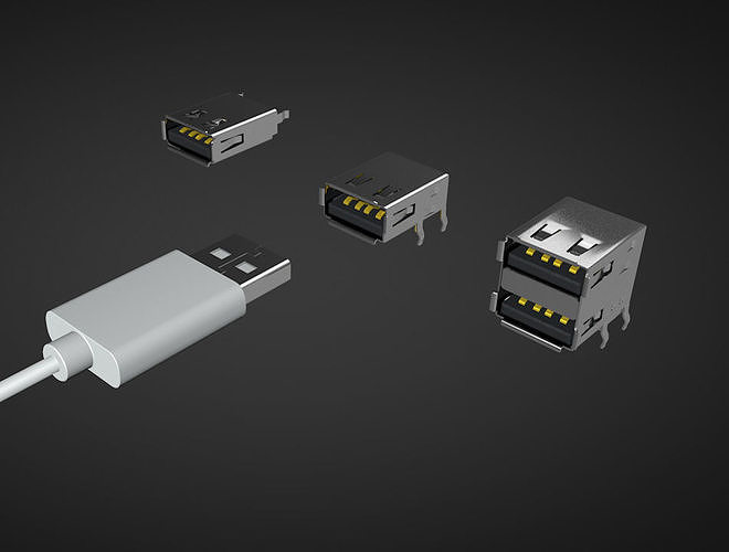 Usb  type a Male and Female connector 3D model