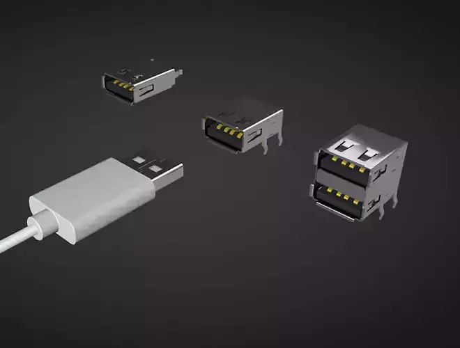 Usb  type a Male and Female connector 3D model