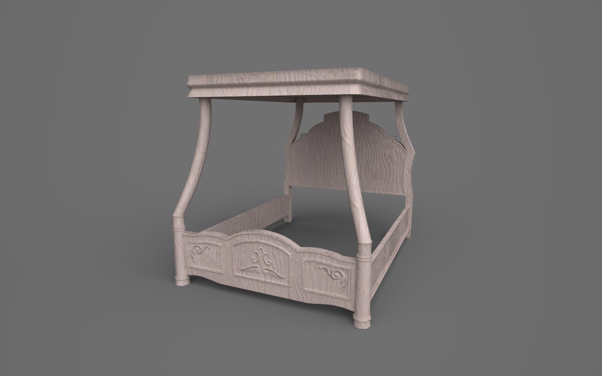 Victorian bedframe Free low-poly 3D model_1