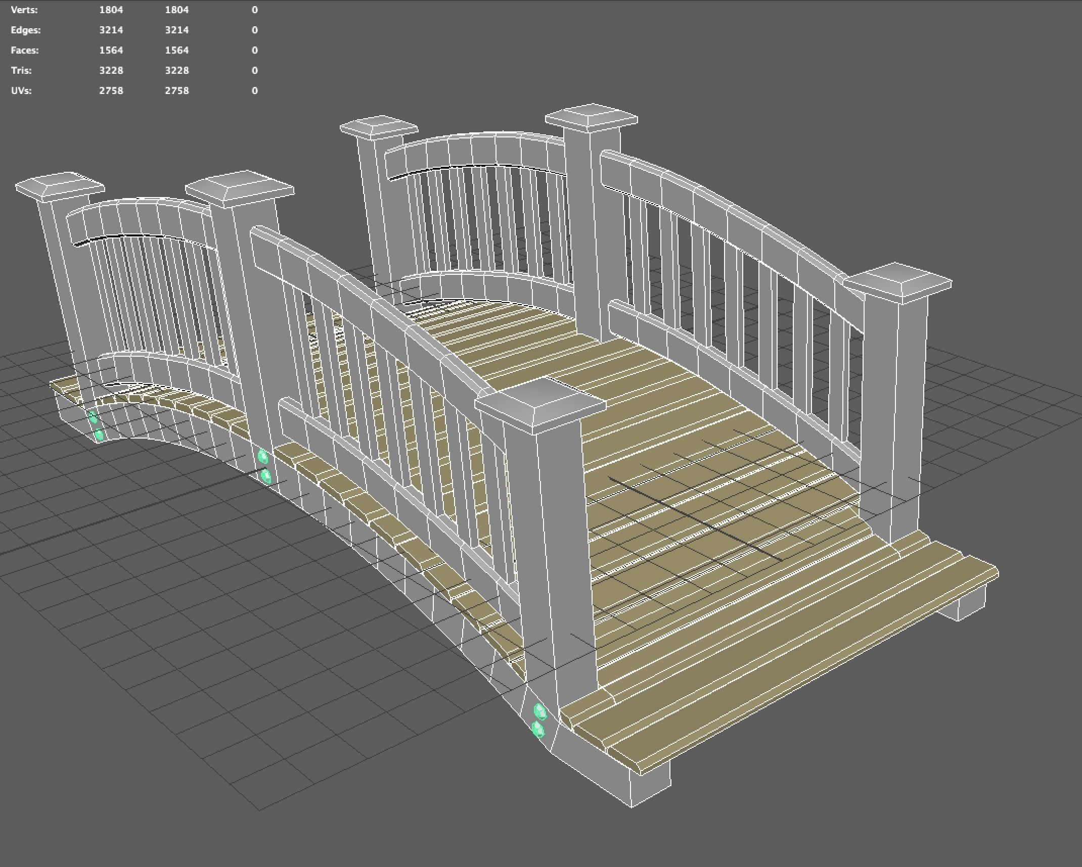wooden bridge Low-poly 3D model_2