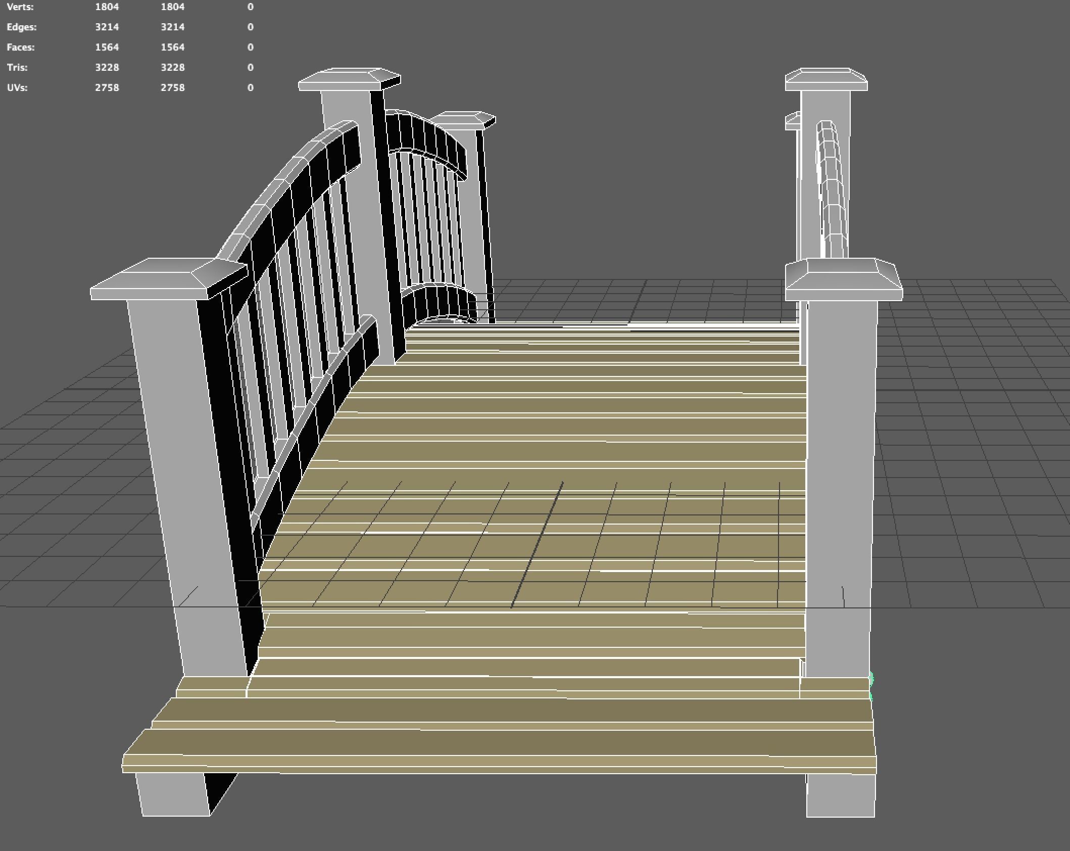 wooden bridge Low-poly 3D model_4