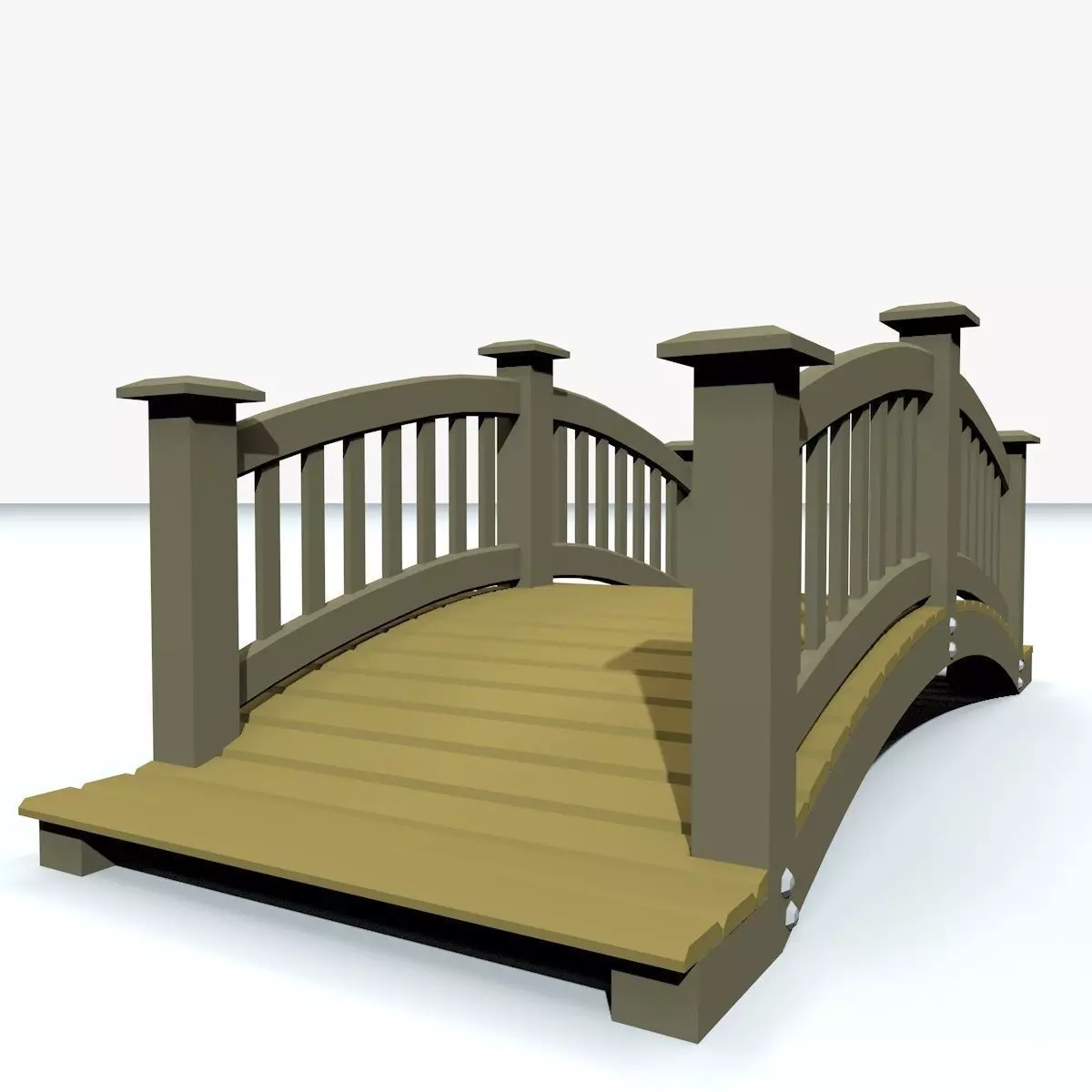 wooden bridge Low-poly 3D model_0