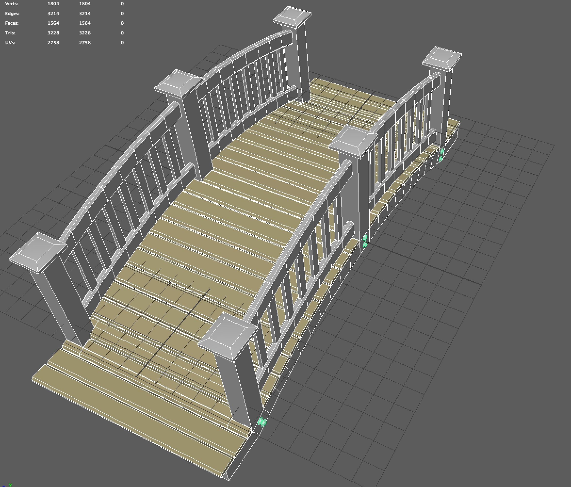 wooden bridge Low-poly 3D model_3