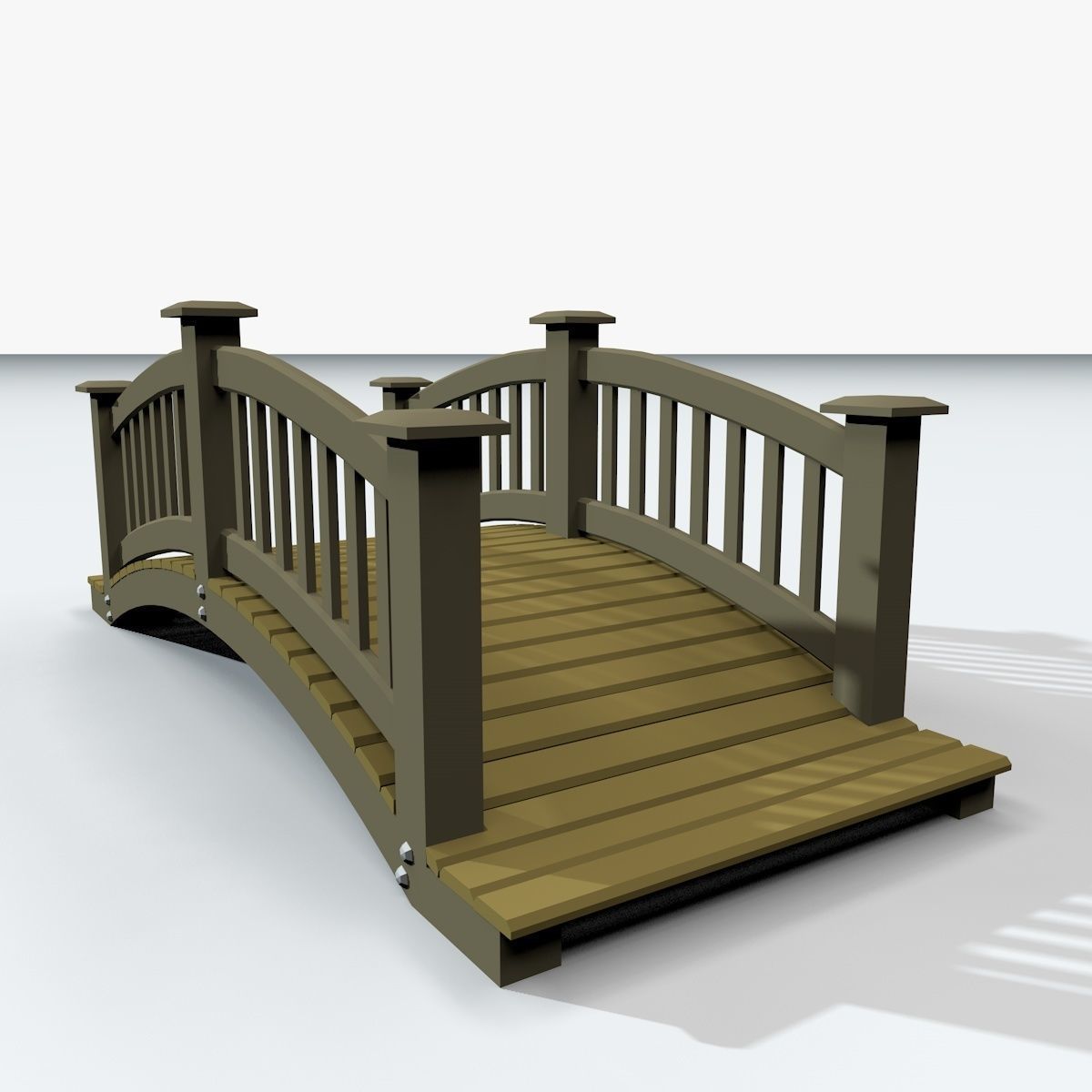 wooden bridge Low-poly 3D model_1