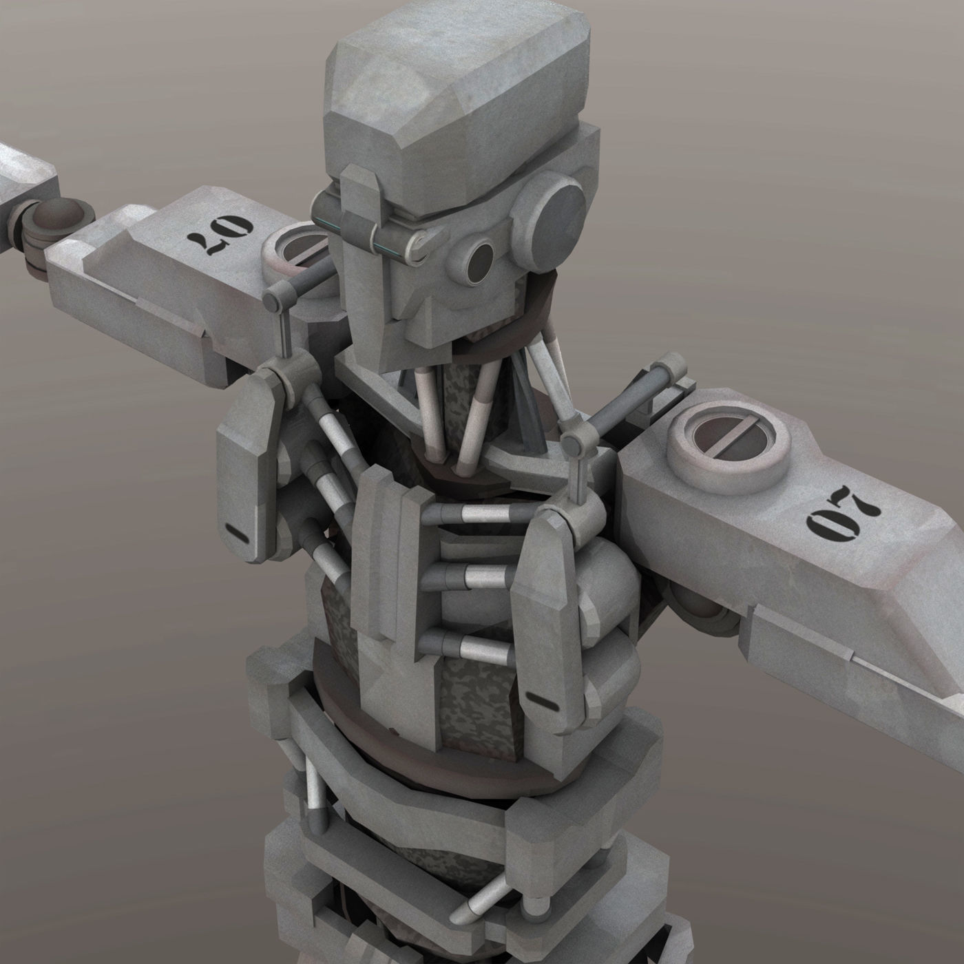 Robot Hunter LP Low-poly 3D model_5