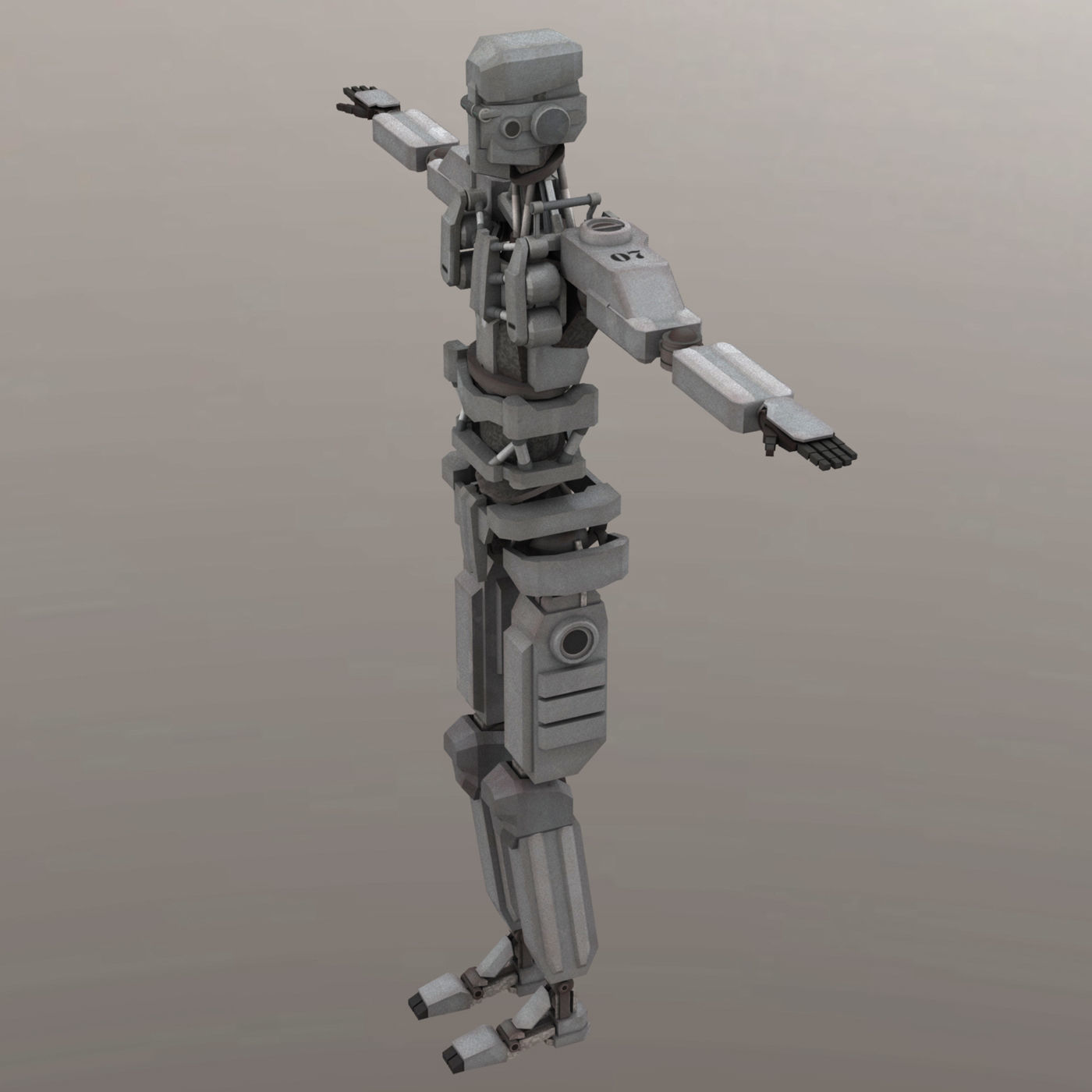 Robot Hunter LP Low-poly 3D model_7