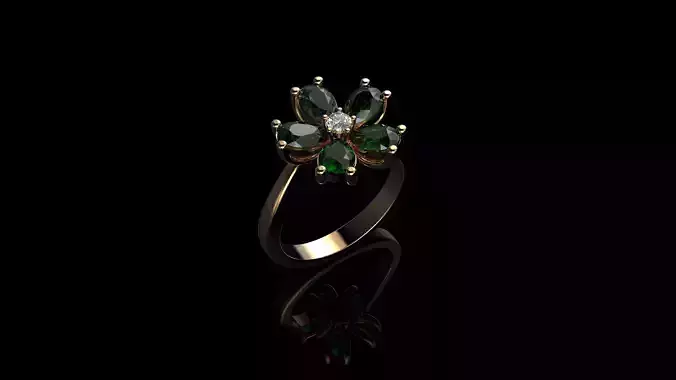 Pear Cut Green Tourmaline And Diamond Stone Engagement Ring