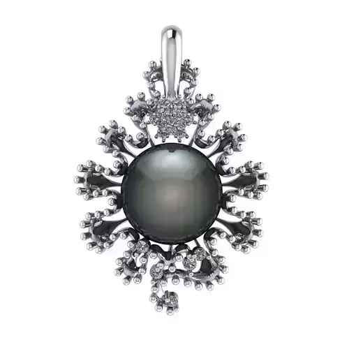 NN004 tahitian pearl and diamond pendant