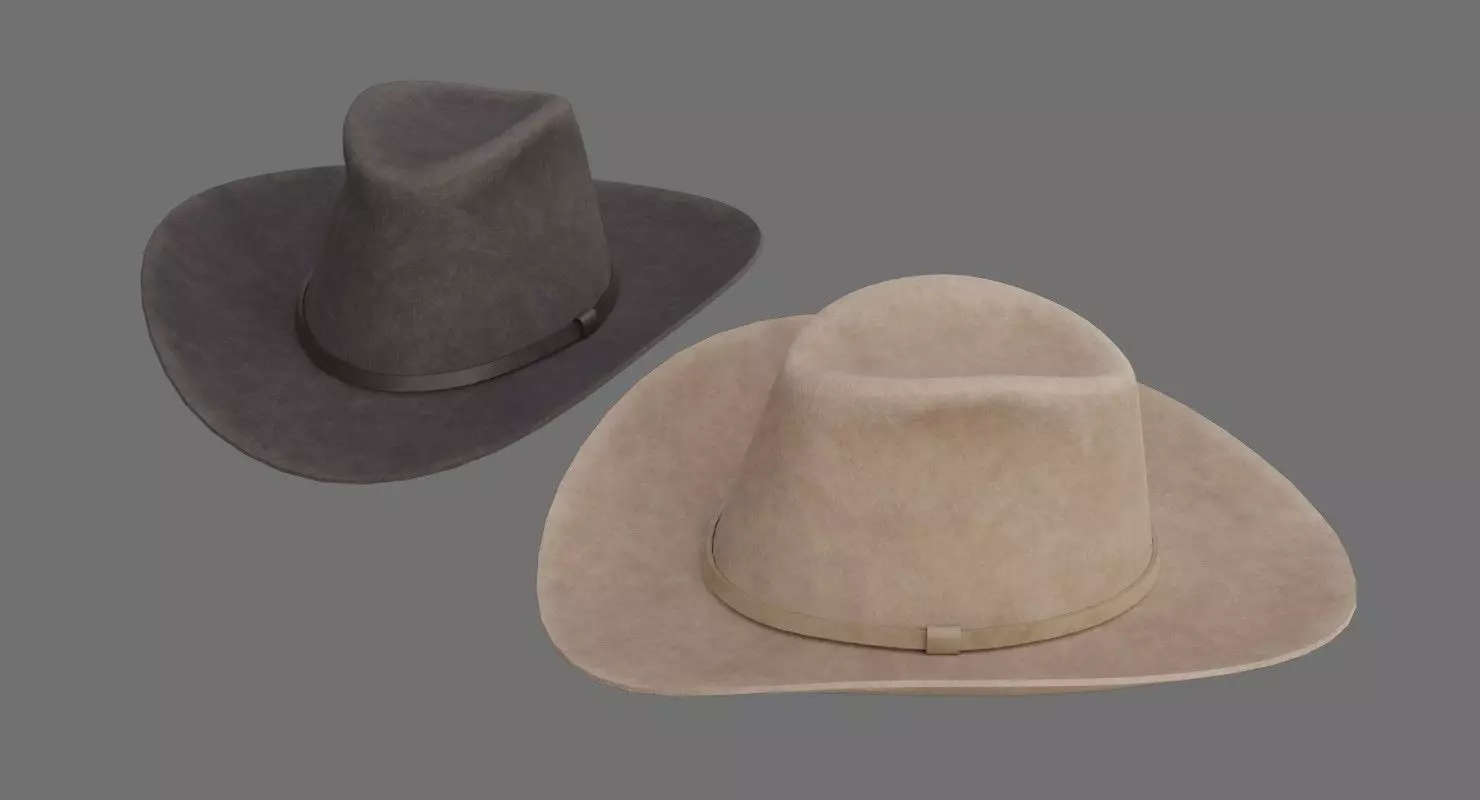 Cowboy Hat 1B Low-poly 3D model_0
