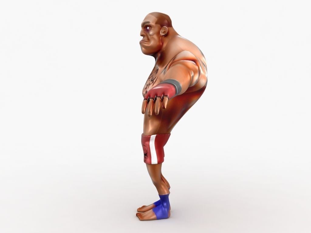 Cartoon MMA fighter Low-poly 3D model_6