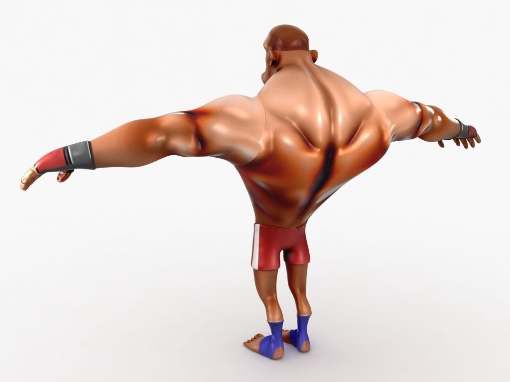Cartoon MMA fighter Low-poly 3D model_3
