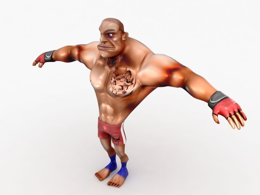 Cartoon MMA fighter Low-poly 3D model_5