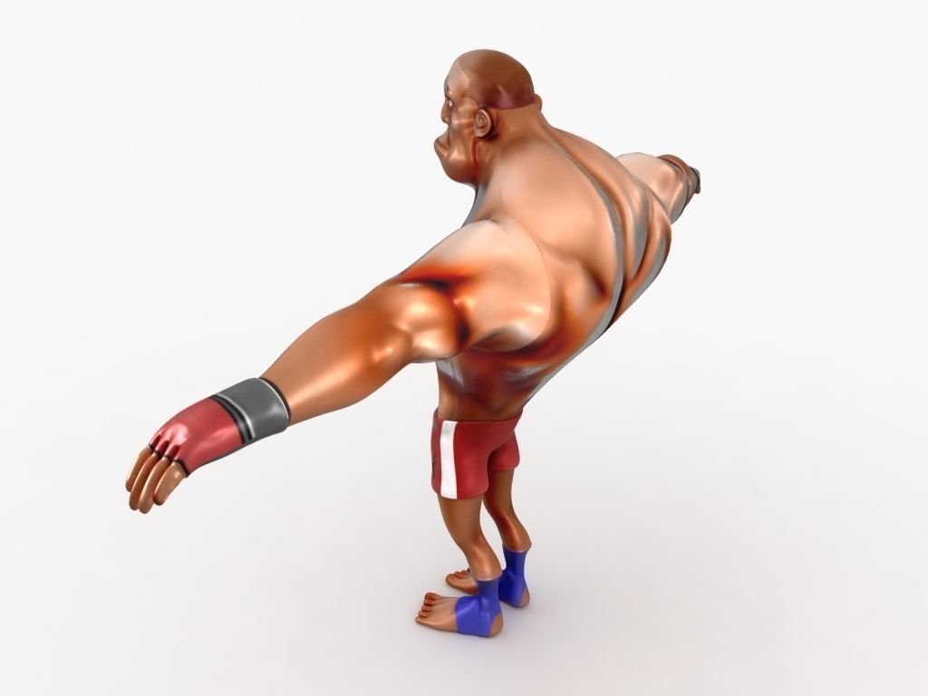 Cartoon MMA fighter Low-poly 3D model_1