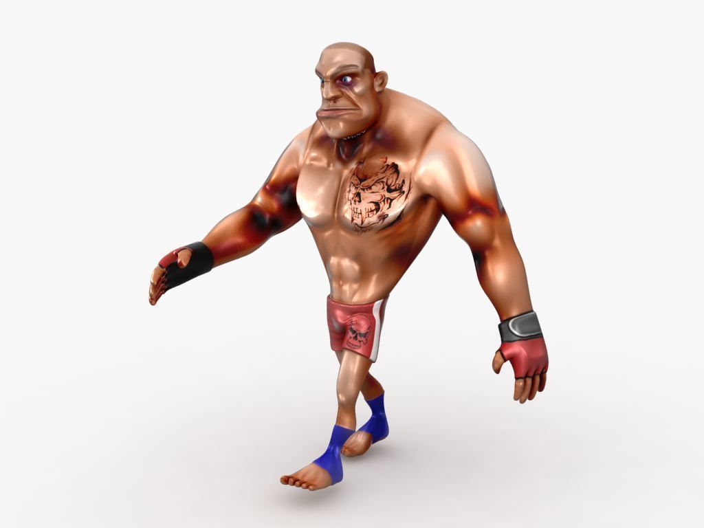 Cartoon MMA fighter Low-poly 3D model_23