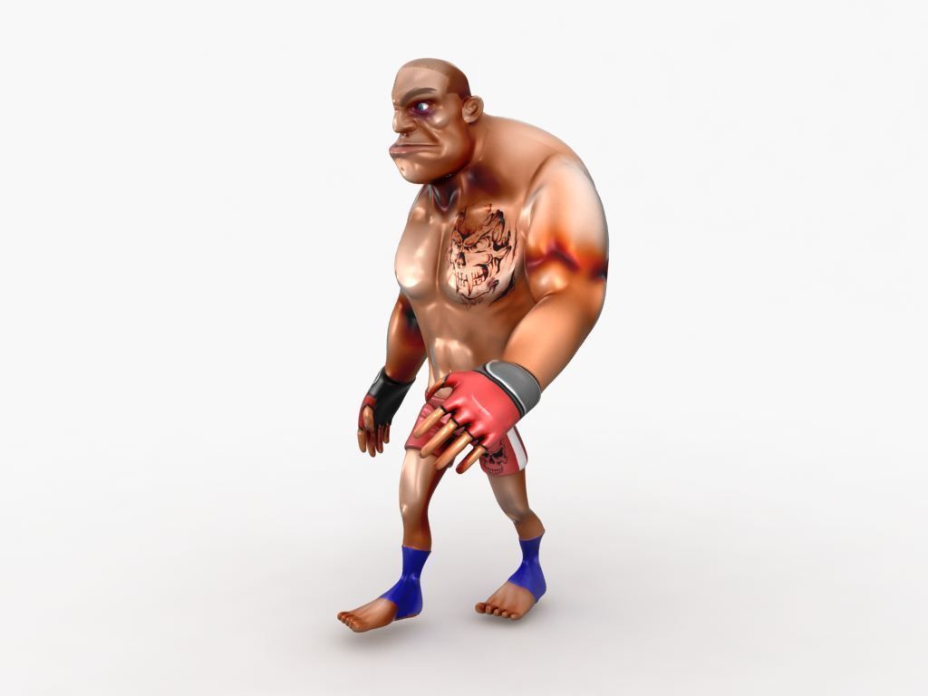 Cartoon MMA fighter Low-poly 3D model_24