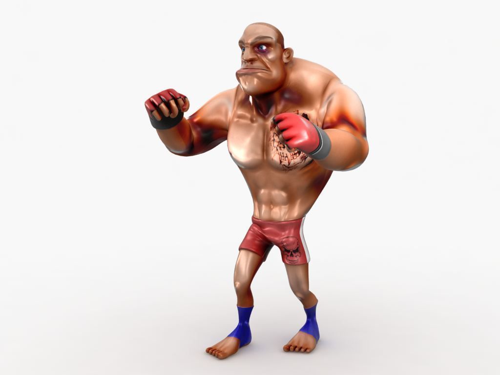 Cartoon MMA fighter Low-poly 3D model_19