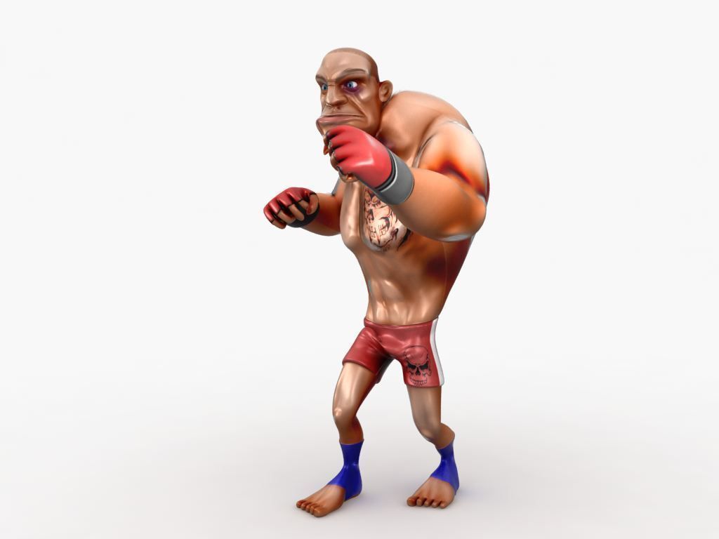 Cartoon MMA fighter Low-poly 3D model_20
