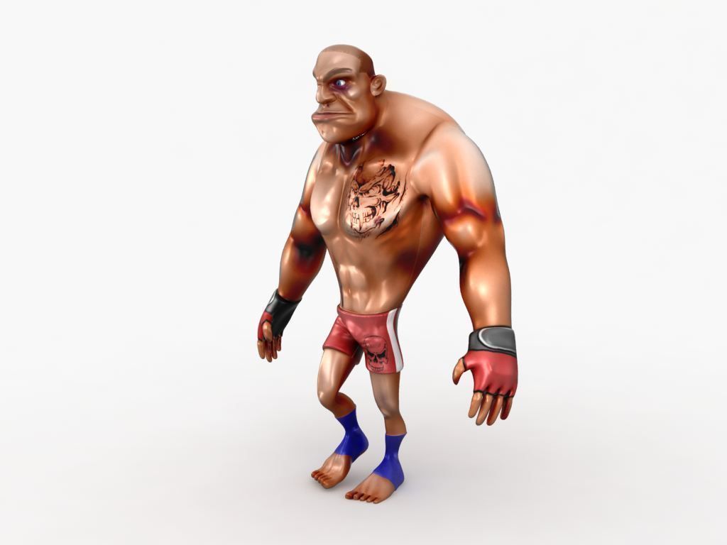 Cartoon MMA fighter Low-poly 3D model_22