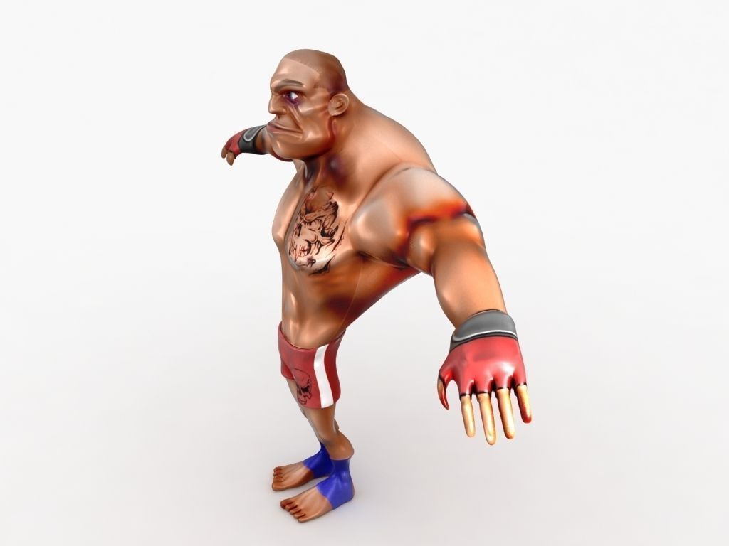 Cartoon MMA fighter Low-poly 3D model_4