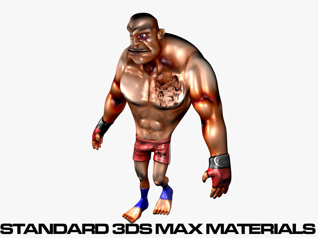 Cartoon MMA fighter Low-poly 3D model_9