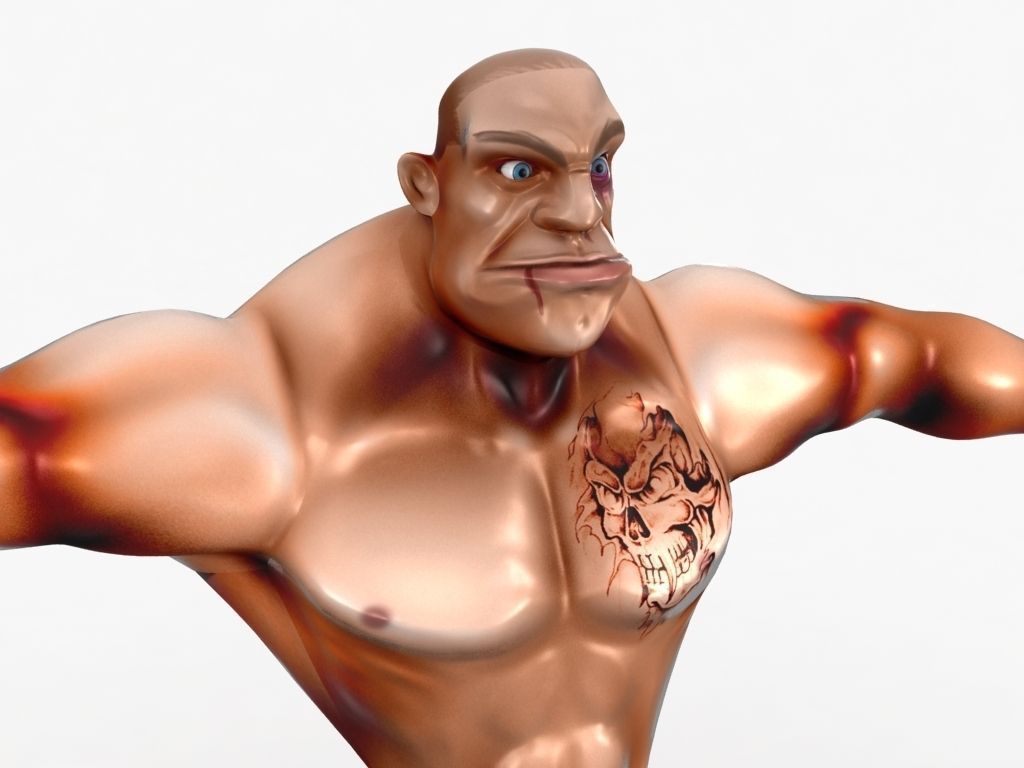 Cartoon MMA fighter Low-poly 3D model_10