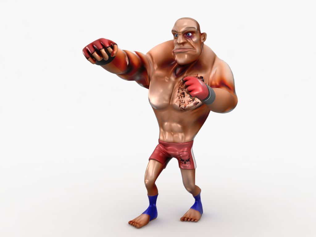 Cartoon MMA fighter Low-poly 3D model_18