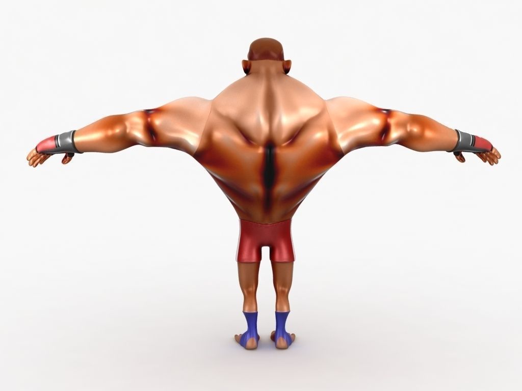 Cartoon MMA fighter Low-poly 3D model_8