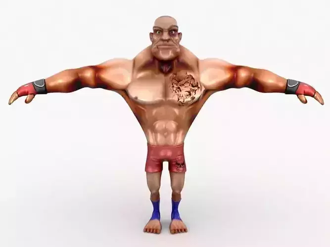 Cartoon MMA fighter Low-poly 3D model