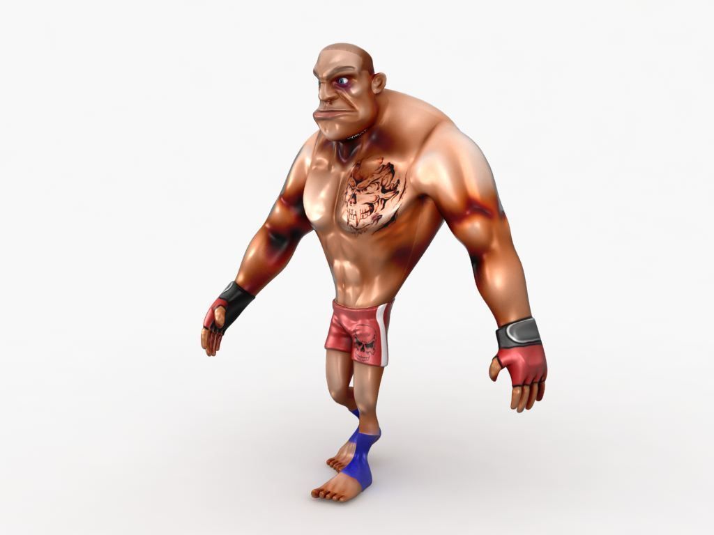 Cartoon MMA fighter Low-poly 3D model_21