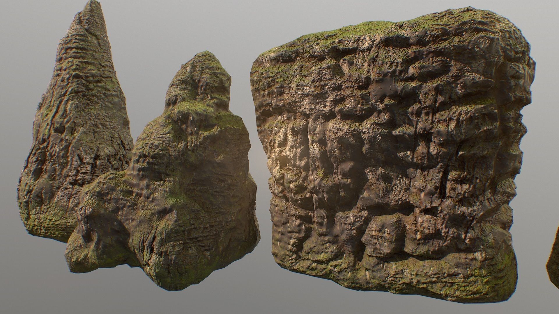 Low poly mossy rocks environment assets Low-poly 3D model_6