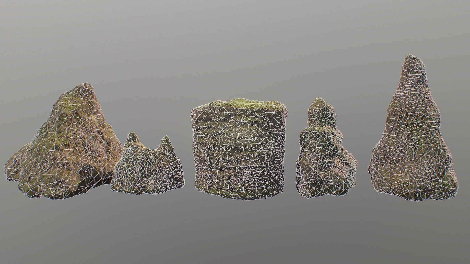 Low poly mossy rocks environment assets Low-poly 3D model_8