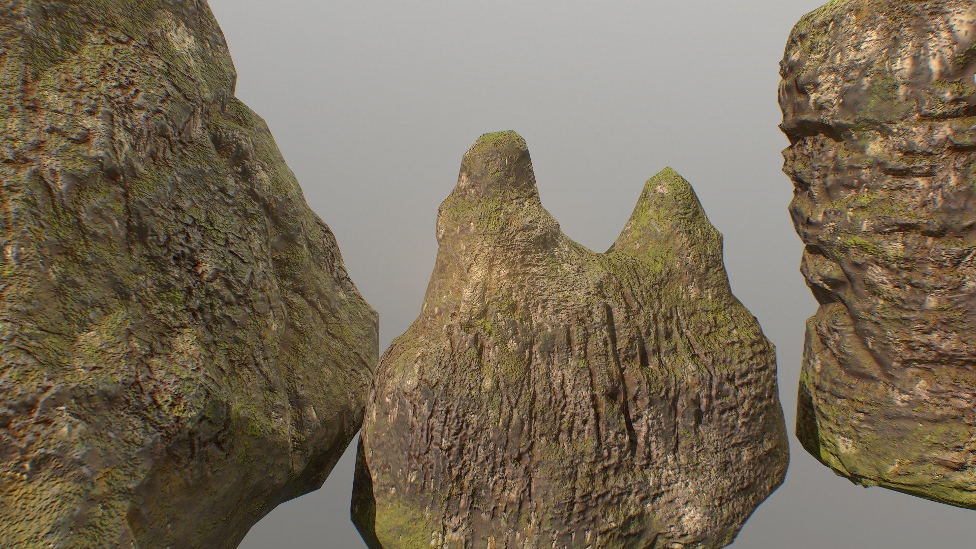 Low poly mossy rocks environment assets Low-poly 3D model_2