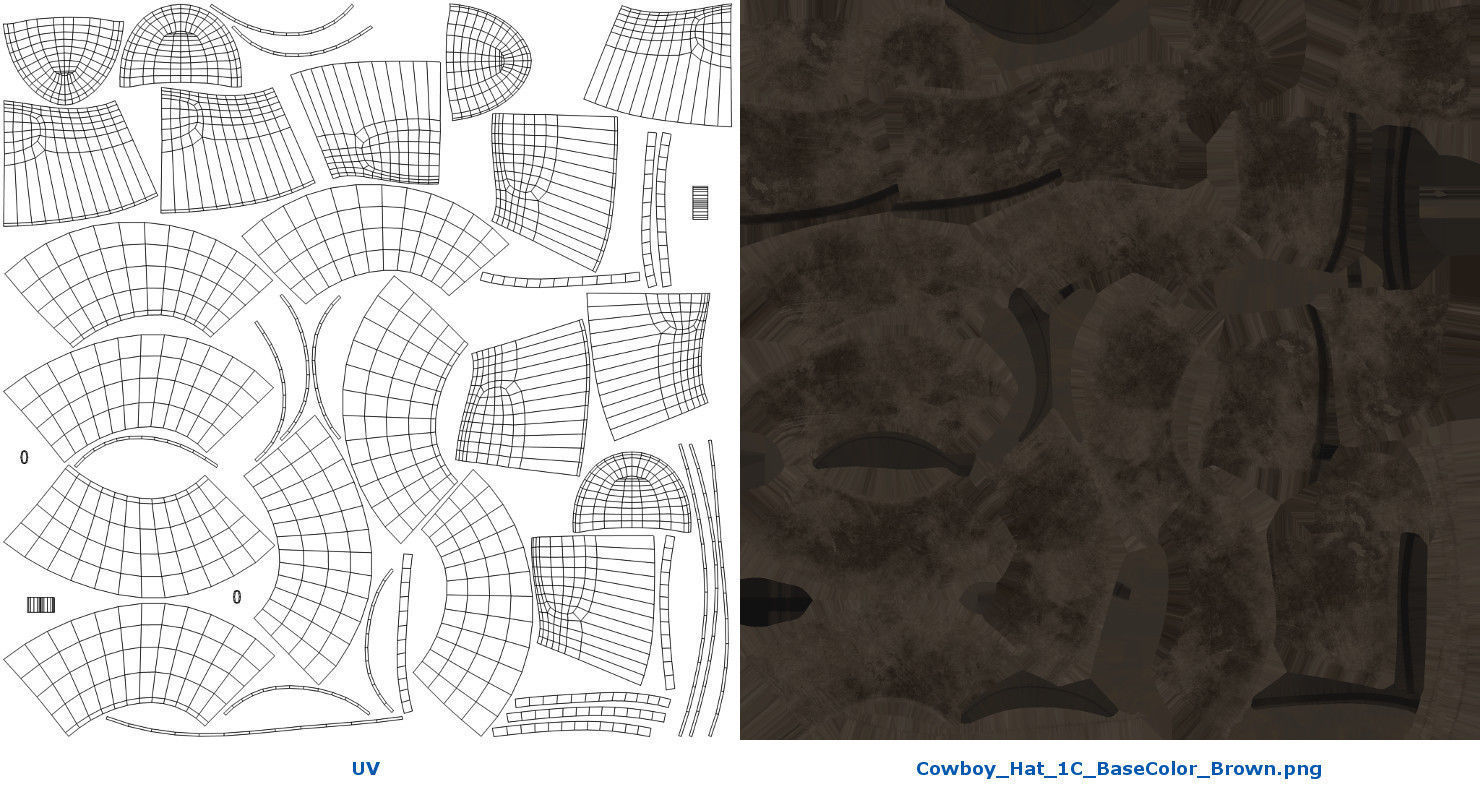 Cowboy Hat 1C Low-poly 3D model_9