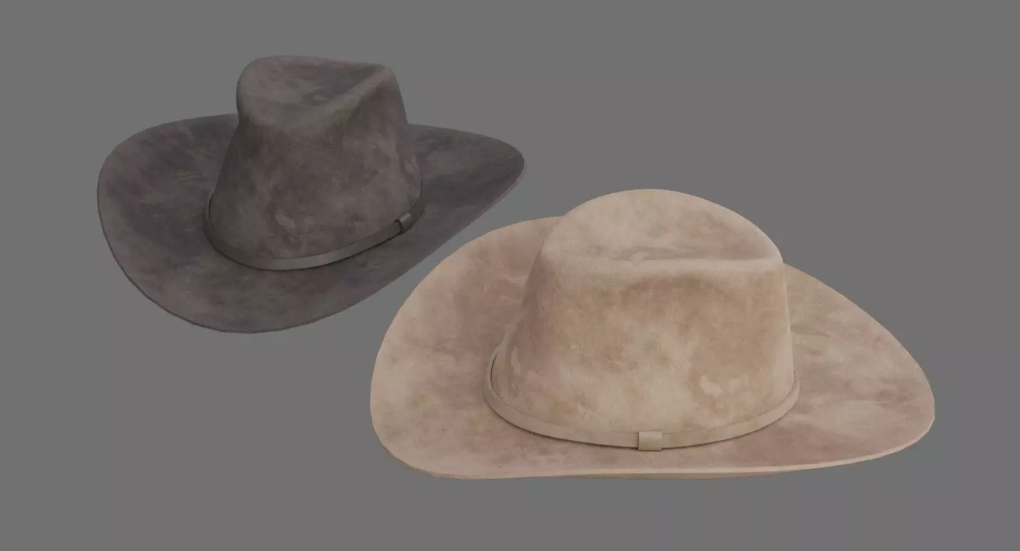 Cowboy Hat 1C Low-poly 3D model_0