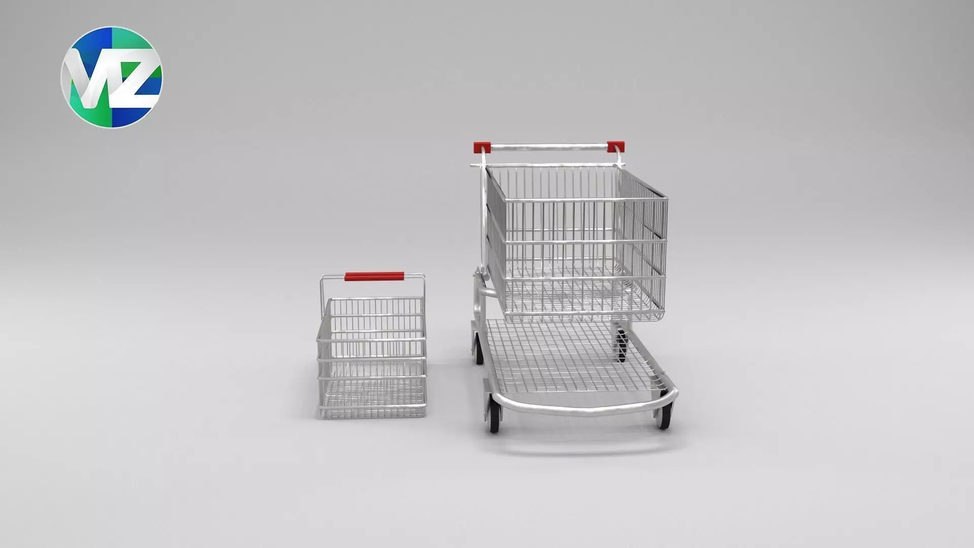 Panier a roulettes Low-poly 3D model