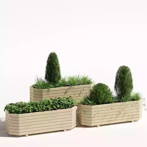 Octagonal trough planter 3D model