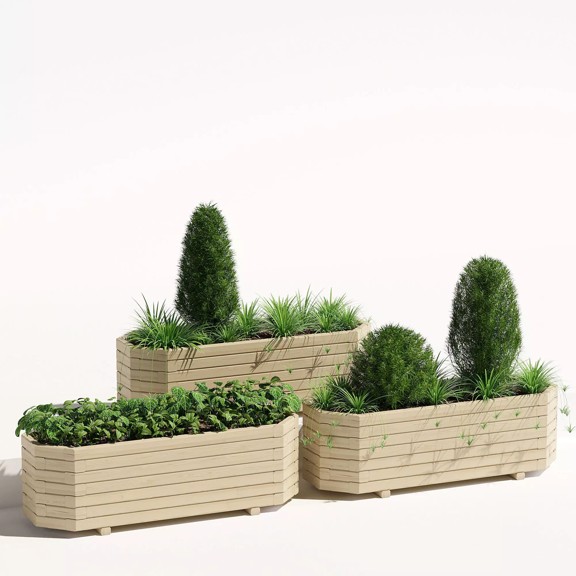 Octagonal trough planter 3D model