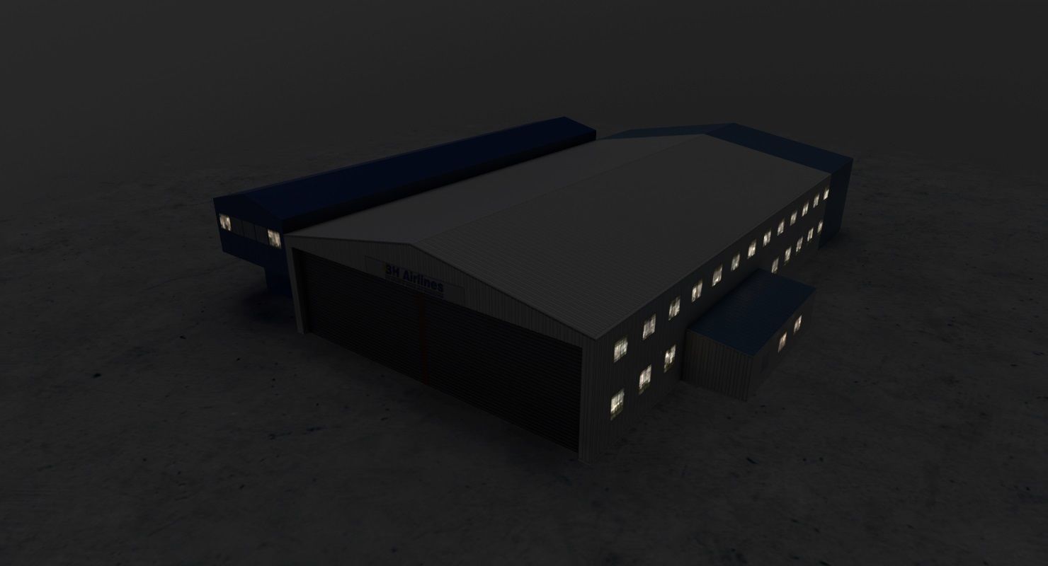 LQSA Hangar 2 Low-poly 3D model_6