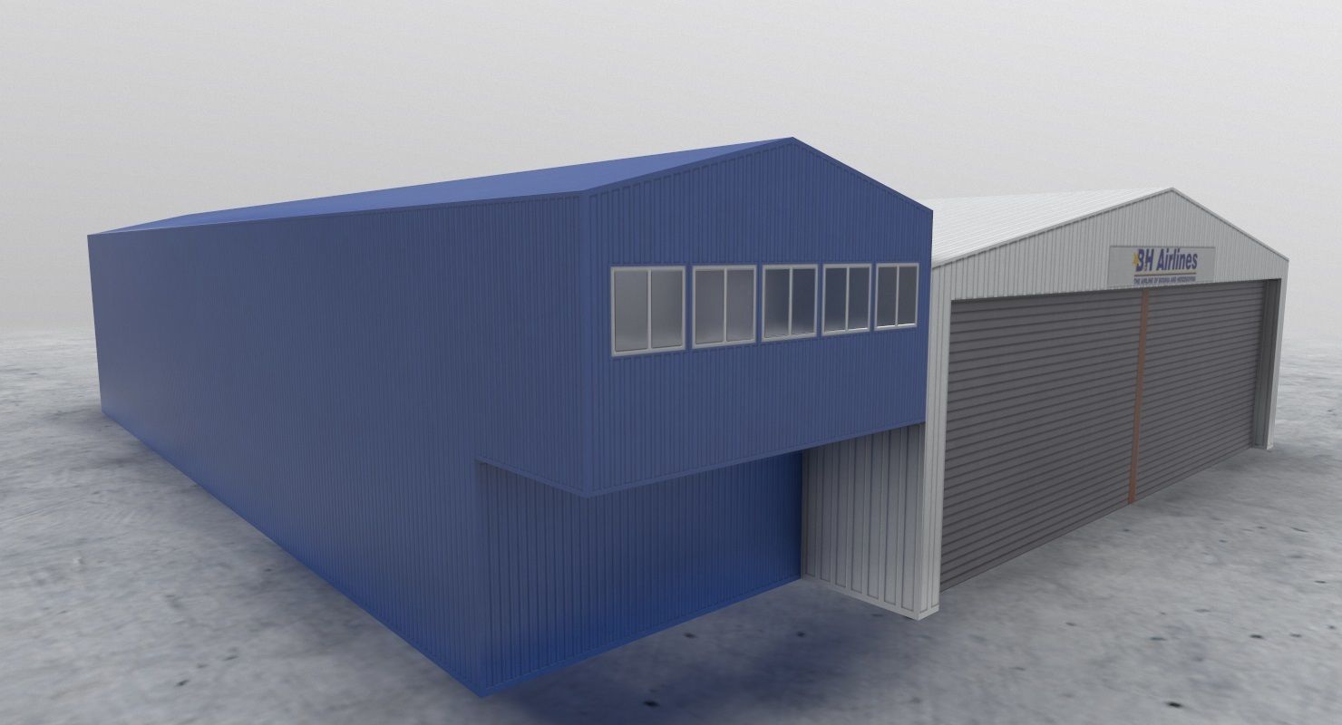 LQSA Hangar 2 Low-poly 3D model_4