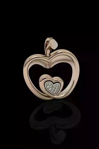 golden apple pendant with diamonds