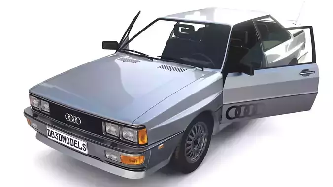 1981 Audi Coupe Quattro with interior Silver 3D model