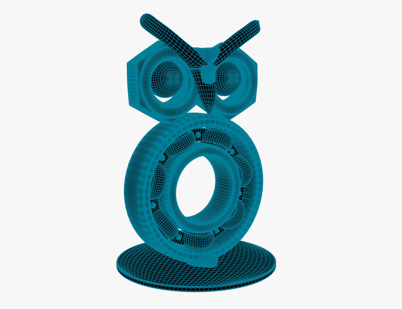 Metal Owl 3D model_6