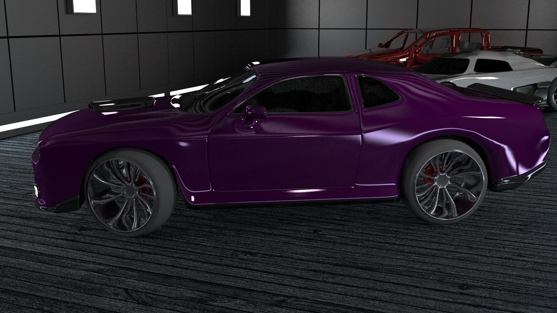 dodge challenger hellcat  Low-poly 3D model_1