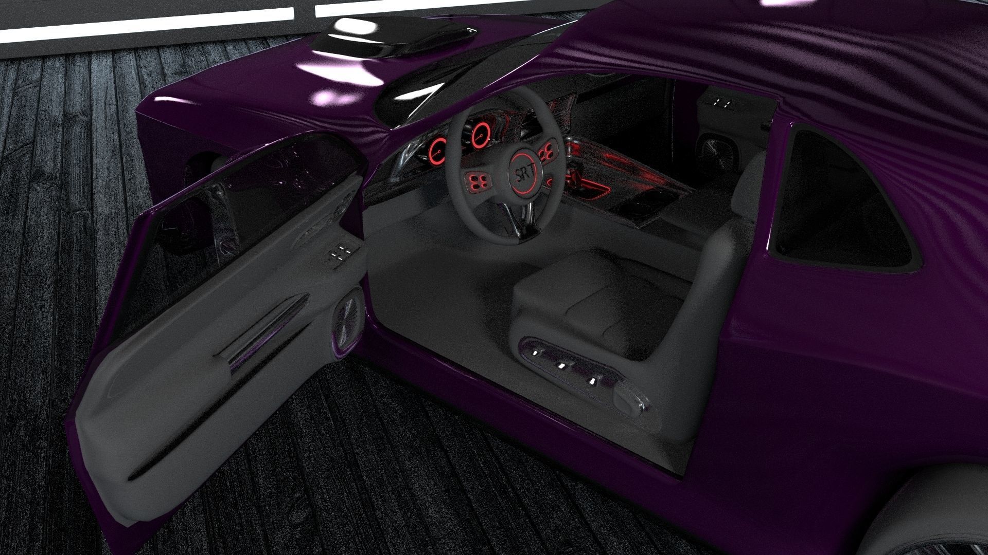 dodge challenger hellcat  Low-poly 3D model_6