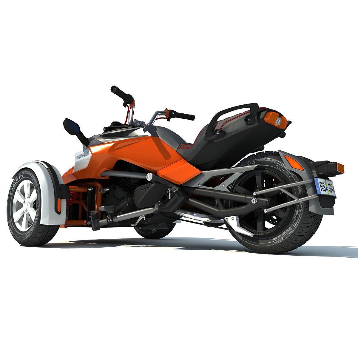 Three-wheeled Motorcycle 3D model_3